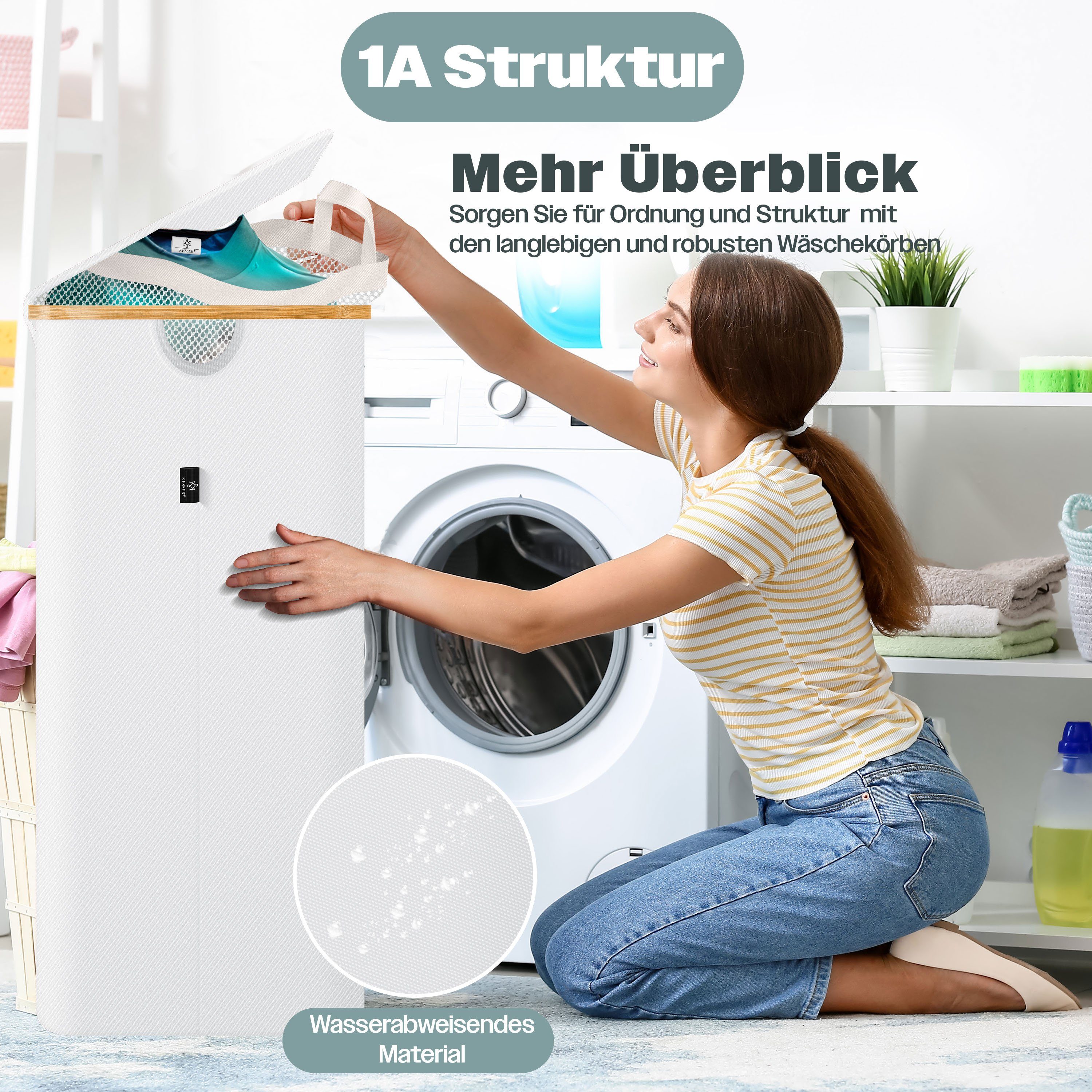 KESSER Wäschekorb, mit Deckel faltbar Wäschebox Wäschetruhe Wäschetonne