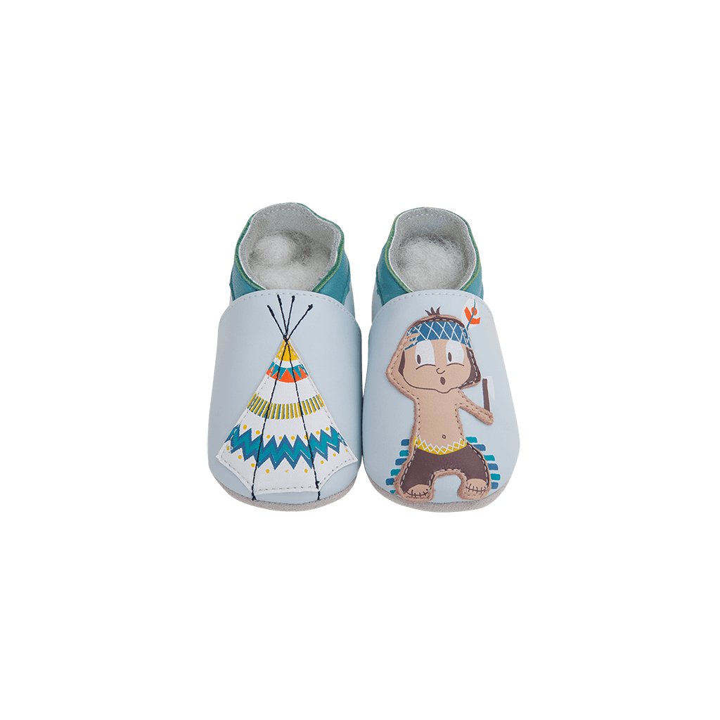 Lait et Miel Indien Krabbelschuhe mit Indianer und Teepee