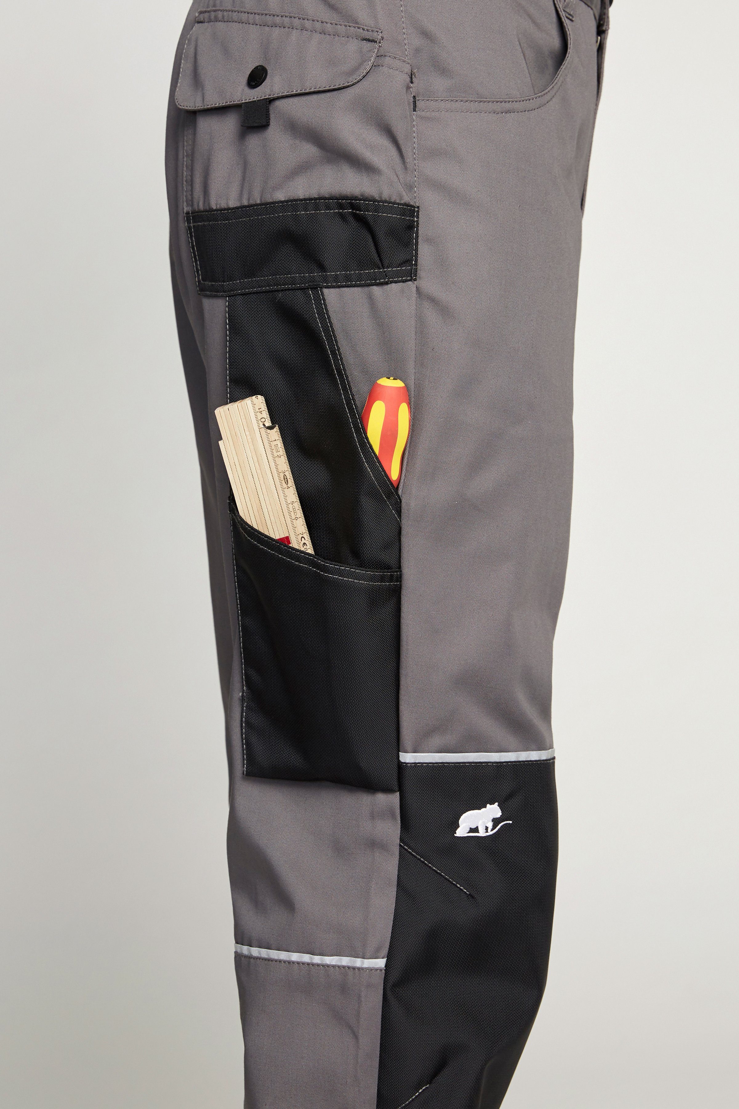 Northern Country Arbeitshose worker light (langlebig durch 3-fach Innenbeinnaht und viele Verriegelungspunkte) mit vielen Cordura®-Verstärkungen und Reflexelementen, mit 8 Taschen