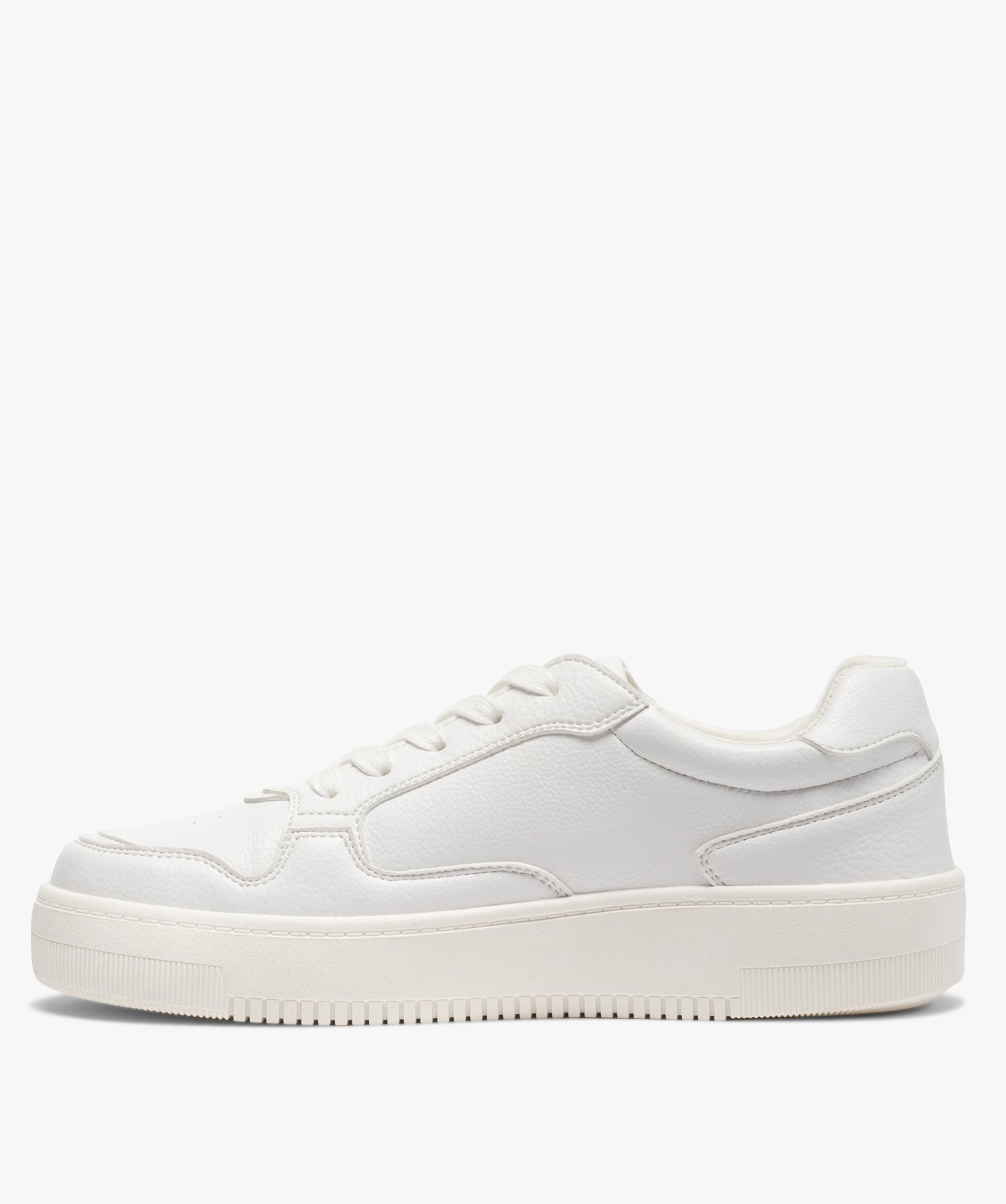 Tennis femme unies à lacets et semelle épaisse blanc | GEMO