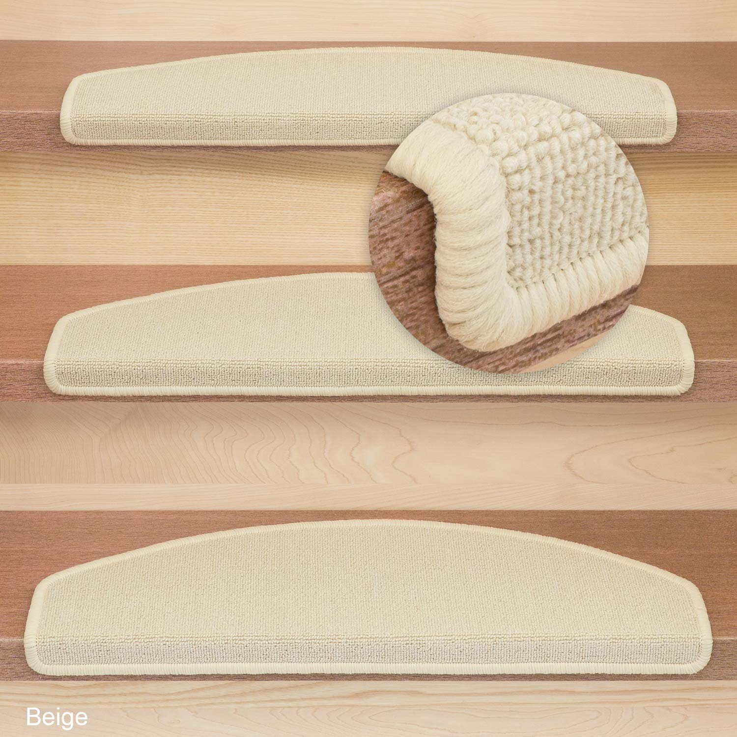 Stufenmatte Stufenmatten Ariston Halbrund 65x24cm Trittfläche Beige 14 Stück, Metzker®, halbrund, Höhe: 5 mm, 14 Stück im Set - Beige