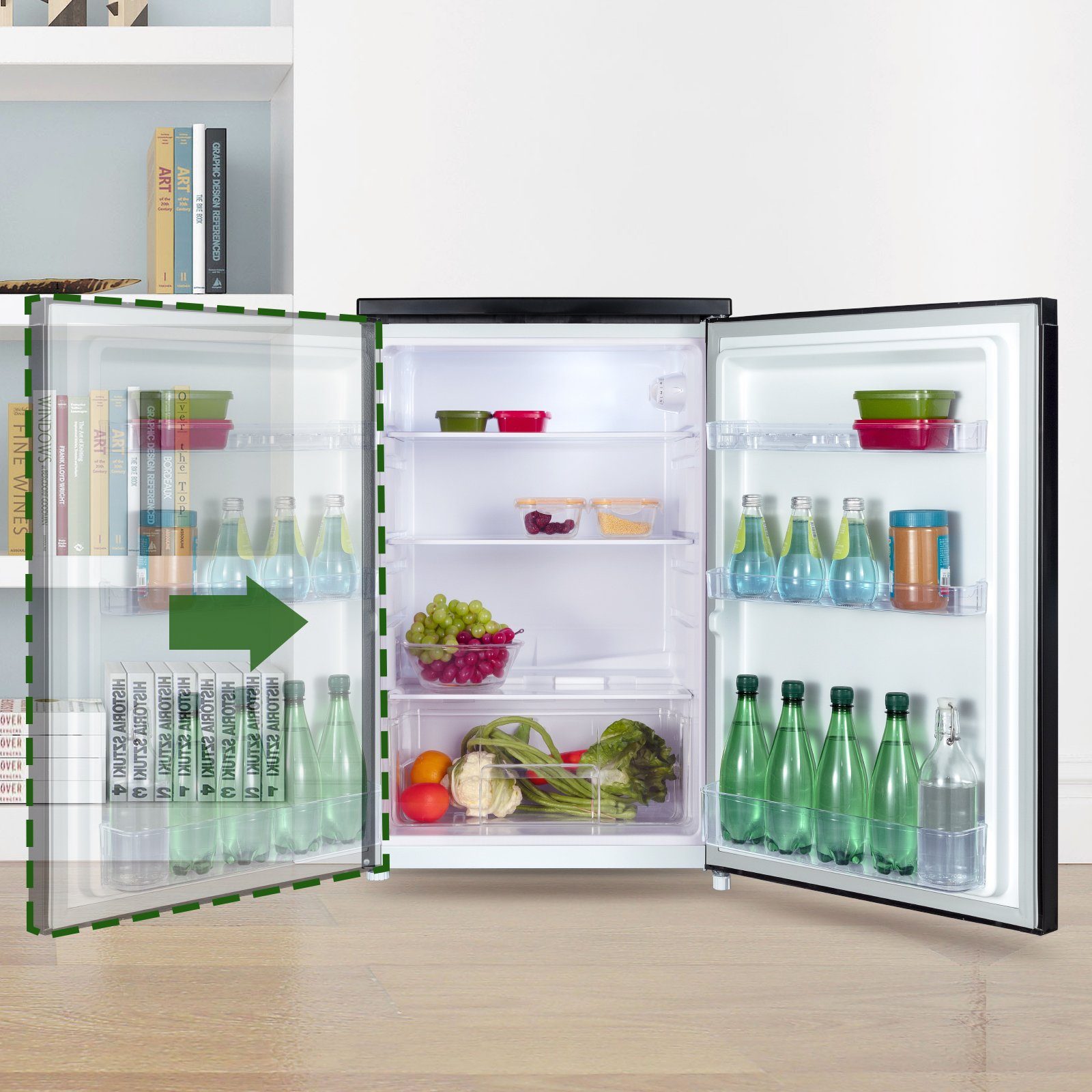 CHiQ Kühlschrank CSF120BE, 85 cm hoch, 55 cm breit, 126L Kühlschrank,12 Jahre Garantie auf den Kompressor,Low-frost