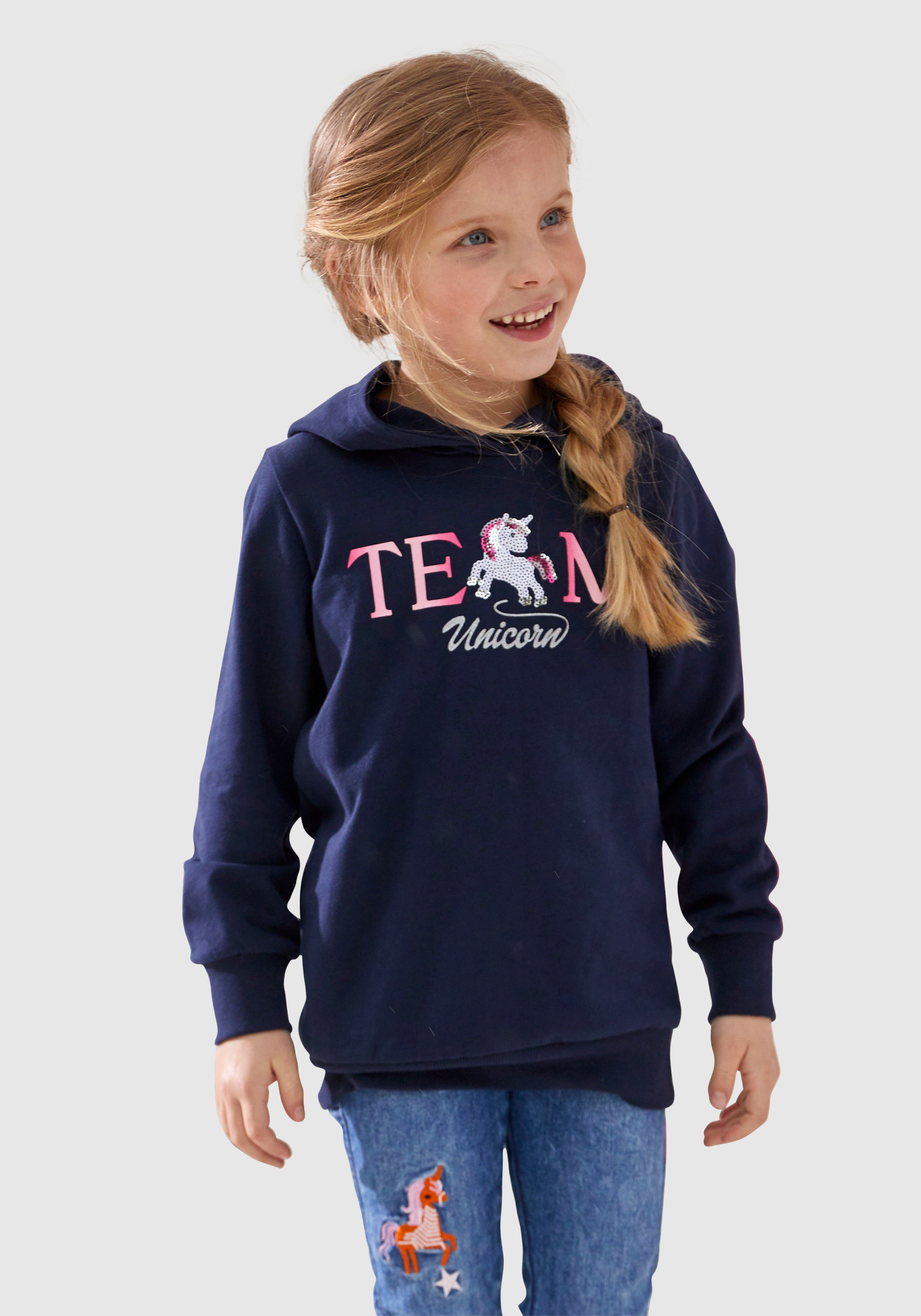 KIDSWORLD Longsweatshirt Team UNICORN mit Kapuze