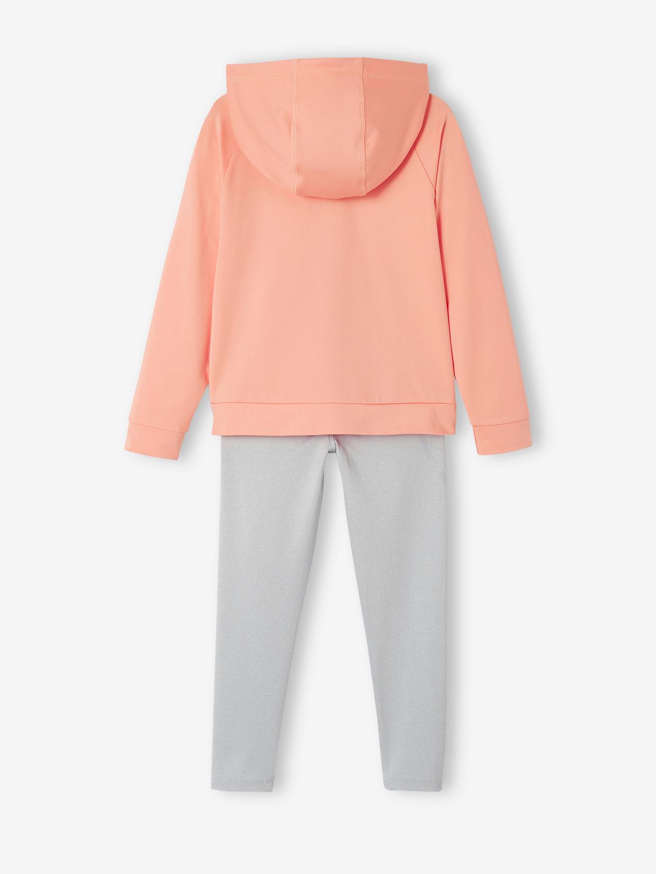 Ensemble de sport sweat zippé et legging technique fille pêche