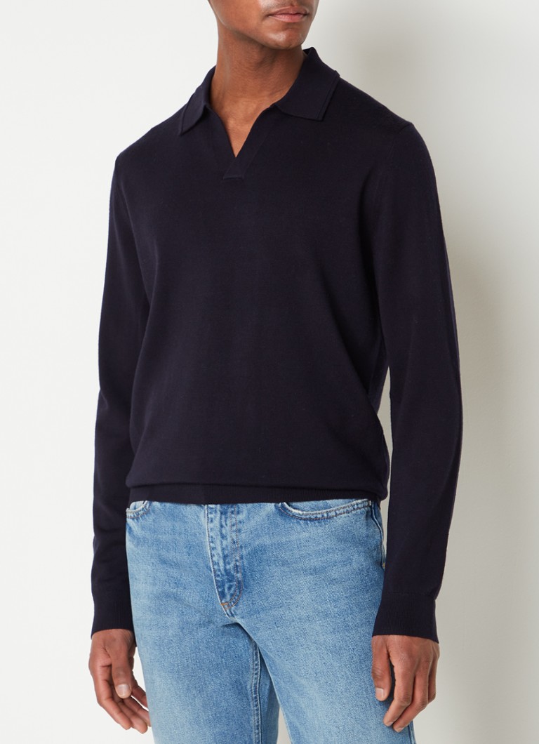 Tricou polo Reiss Milburn cu tricotaj fin și croială mulată, confecționat din lână merinos.