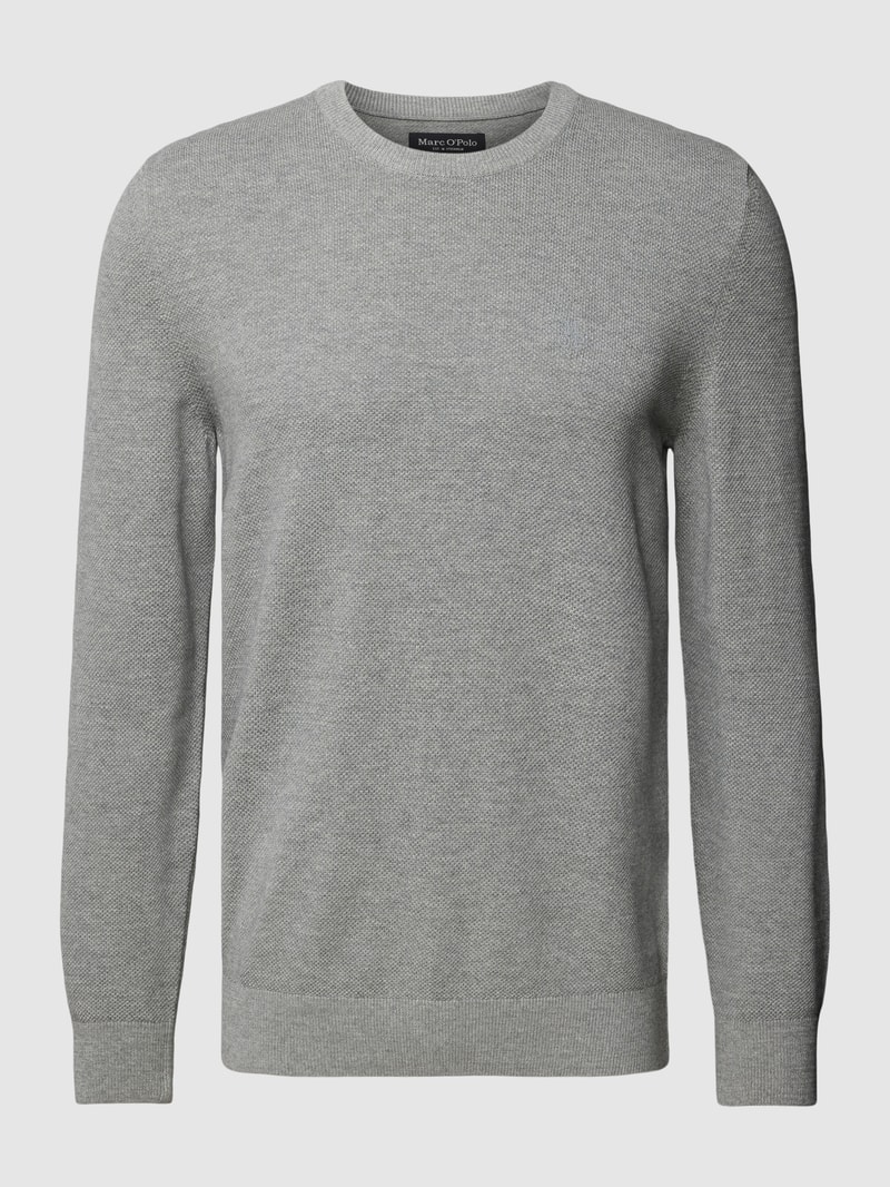 Strickpullover mit Label-Stitching in mittelgrau meliert