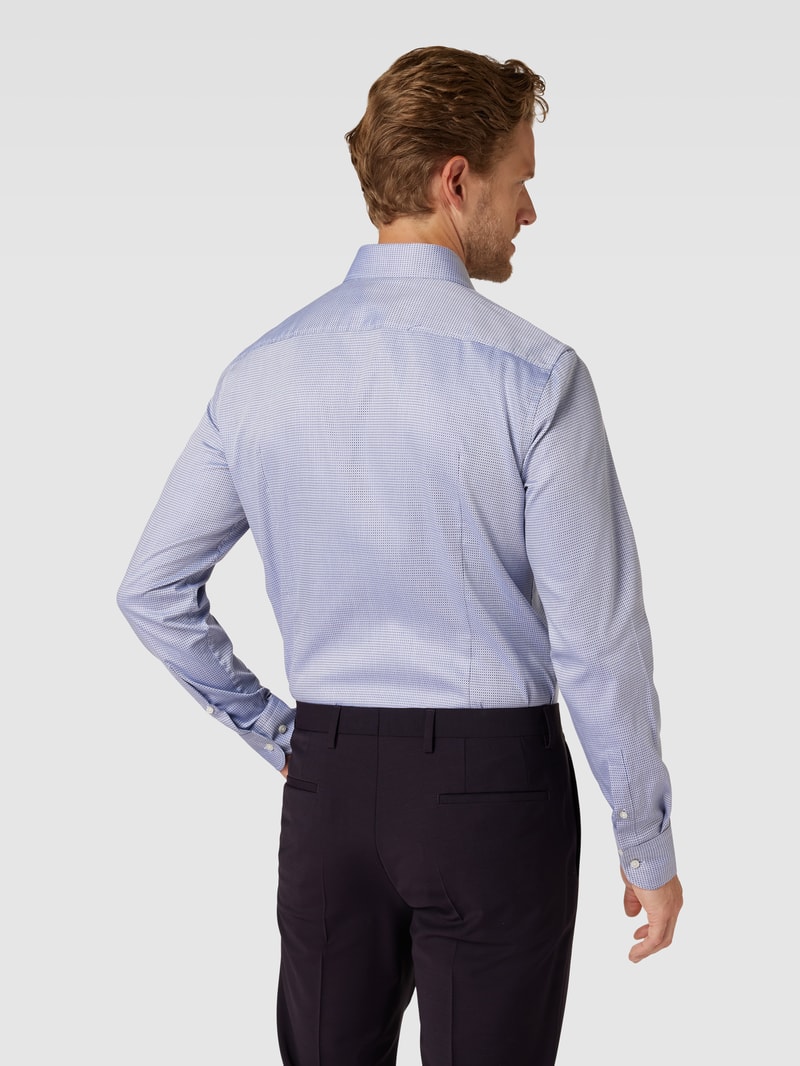 Slim Fit Businesshemd mit Allover-Muster Modell 'Hank Spread' in blau