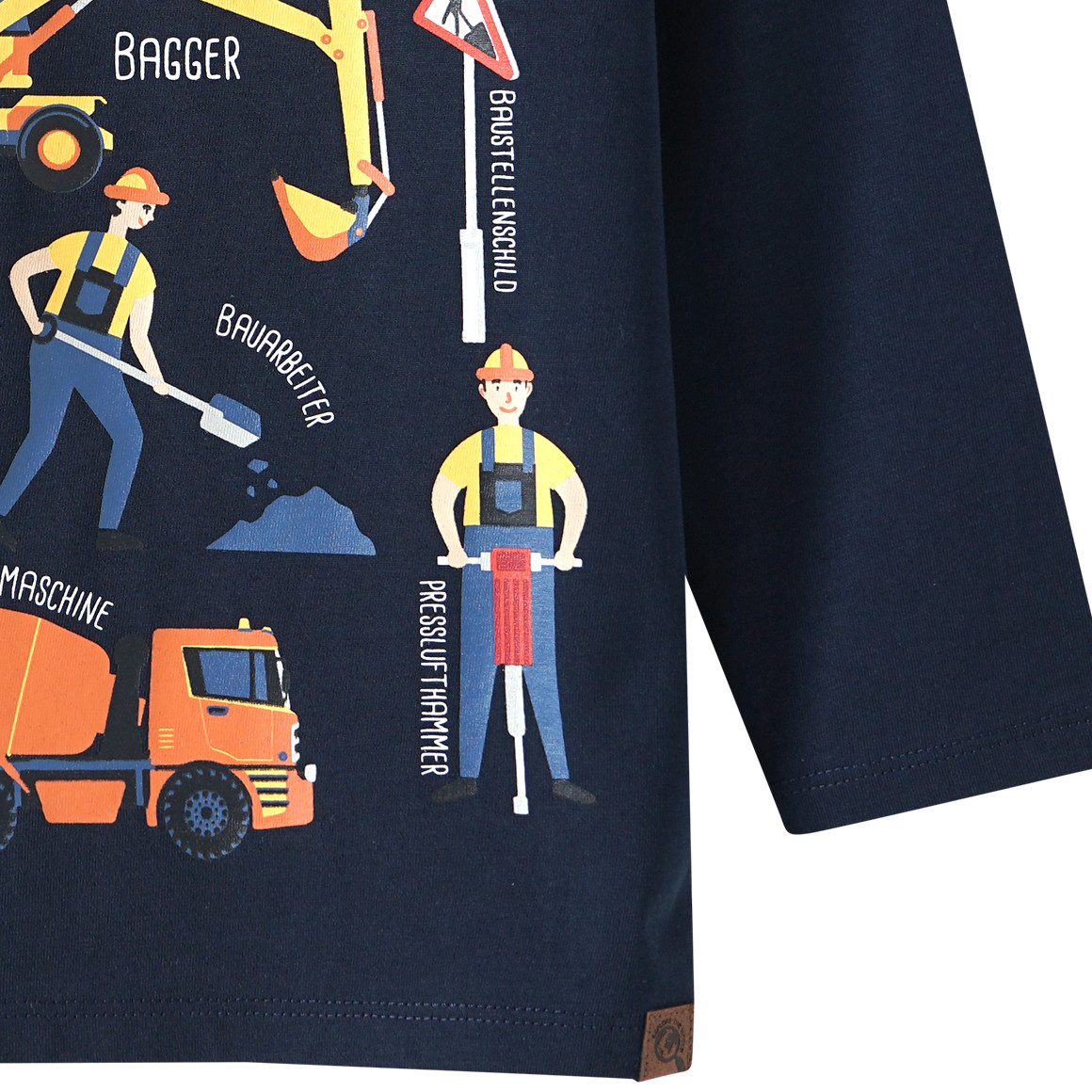Kinder Langarmshirt mit Baustellen-Motiv