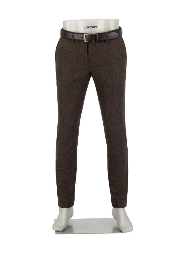 Alberto, Hose, Slim Fit, Wolle waschbar, dunkelbraun meliert