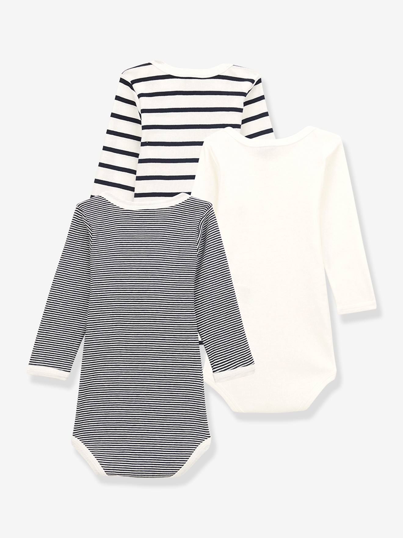 Lot de 3 bodies manches longues PETIT BATEAU blanc