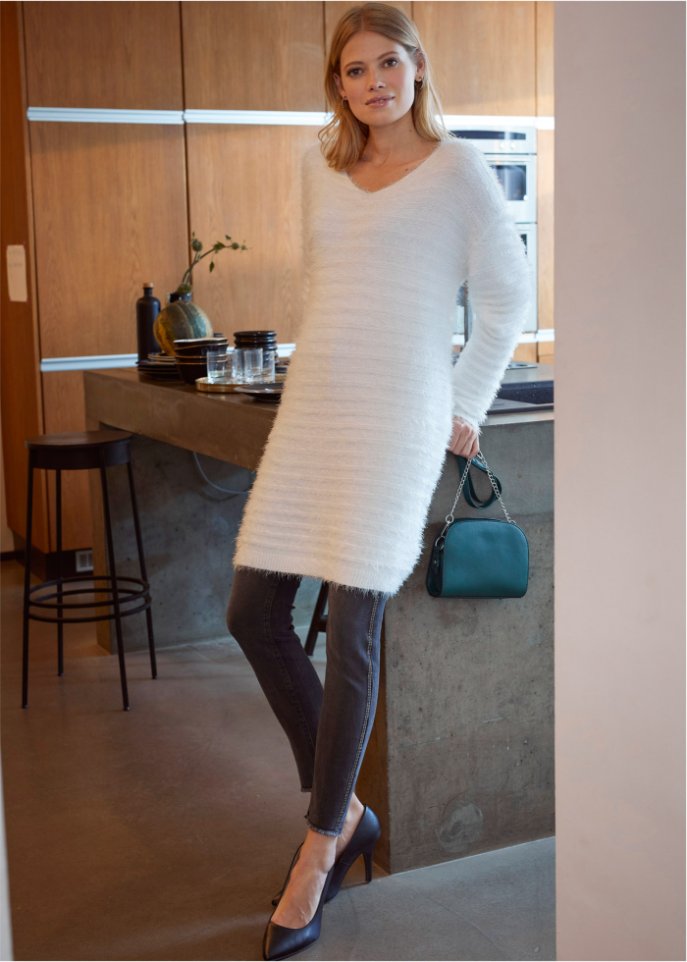 Flauschiger Long-Pullover