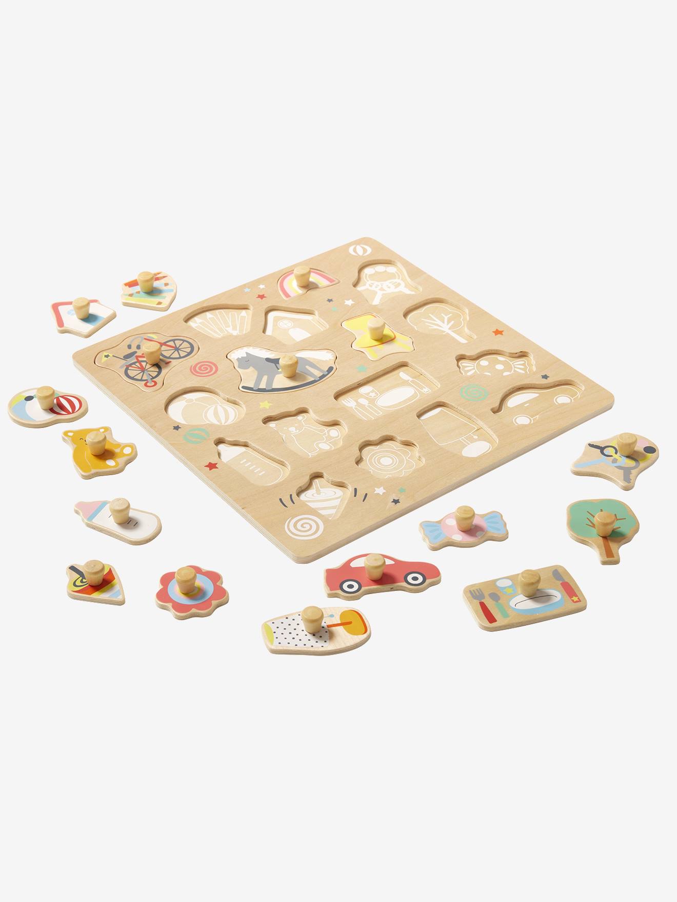 Vertbaudet Steckpuzzle Happy, Holz FSC - mehrfarbig