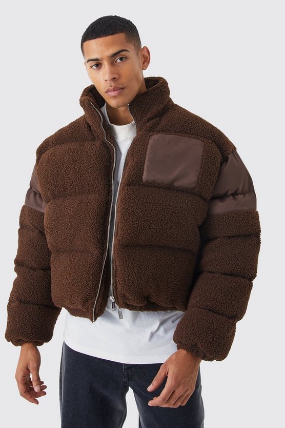 Borg & Nylon Steppjacke mit Trichterkragen