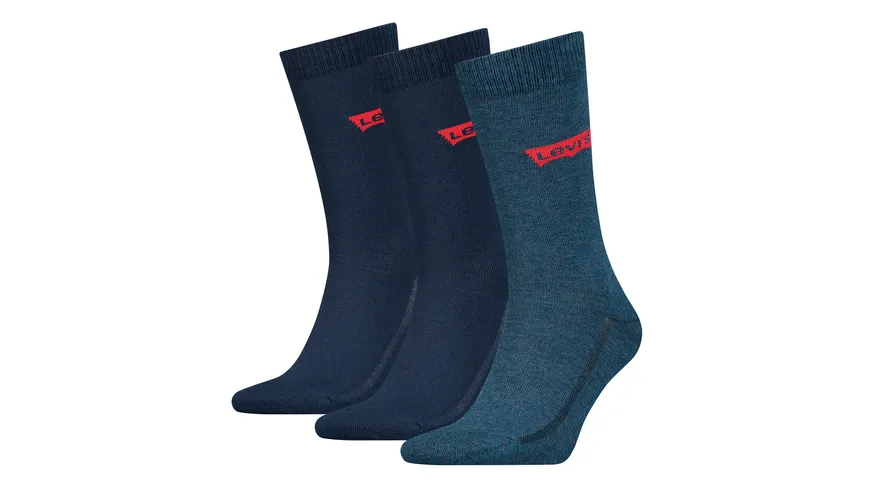 Levis Unisex Socken Regular Cut Batwing Logo Recycled Cotton 3er Pack Denim