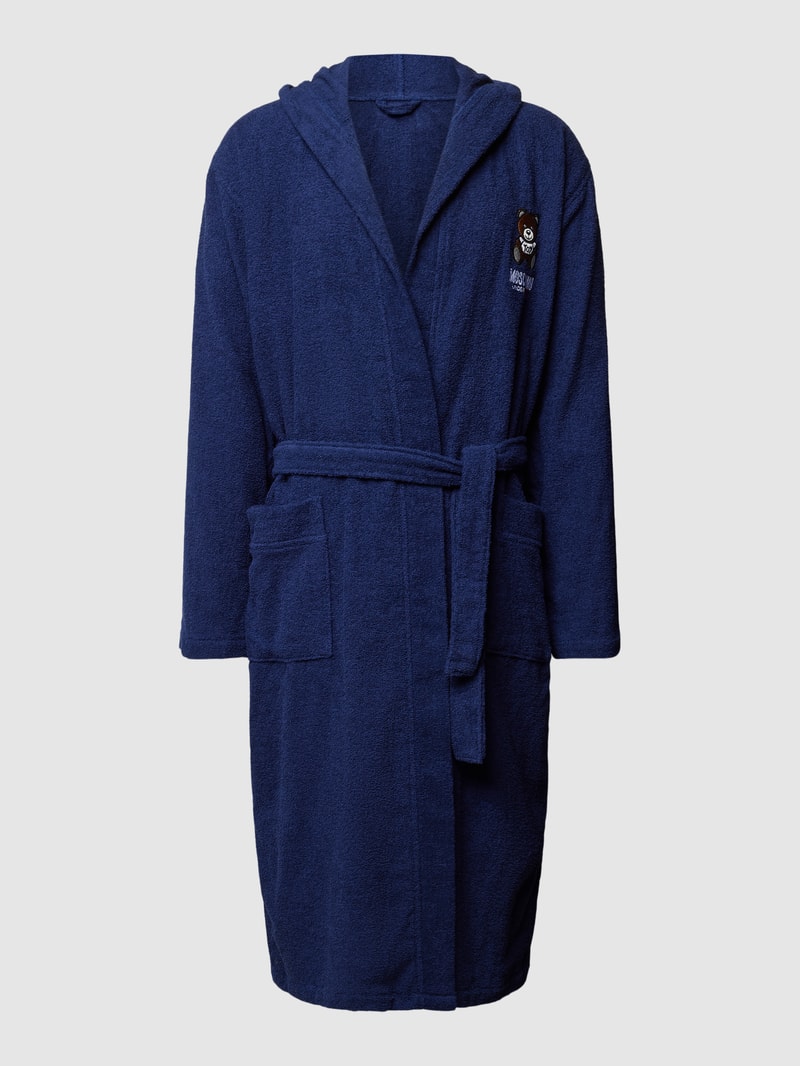 Bademantel mit Label-Stitching in marineblau