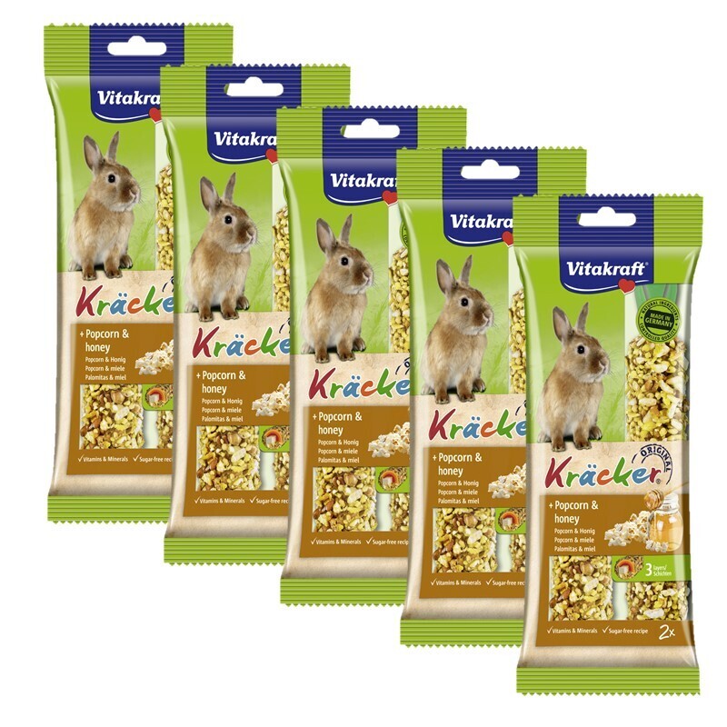 Vitakraft Snacks Vitakraft Kräcker Zwergkaninchen 5x2er Popcorn & Honig