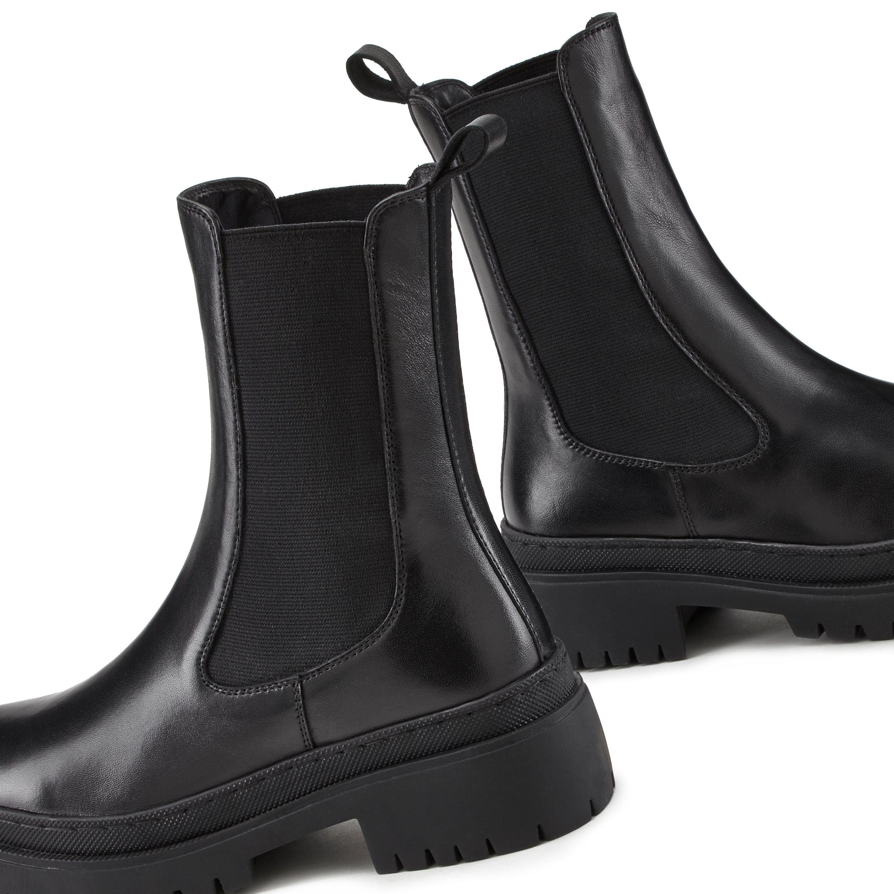 LASCANA Slip-On-Stiefelette, Chelseaboots, Schlupfstiefel, Biker Boots, Stiefelette aus Leder mit Chunky Sohle