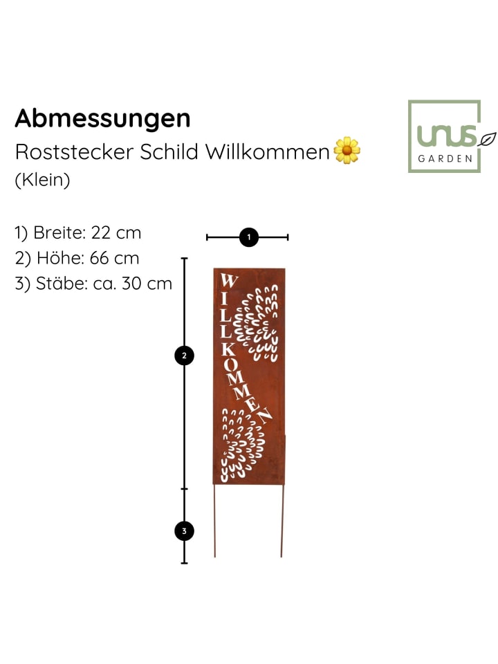 UNUS Gartenschild Rost Willkommen in Braun günstig kaufen