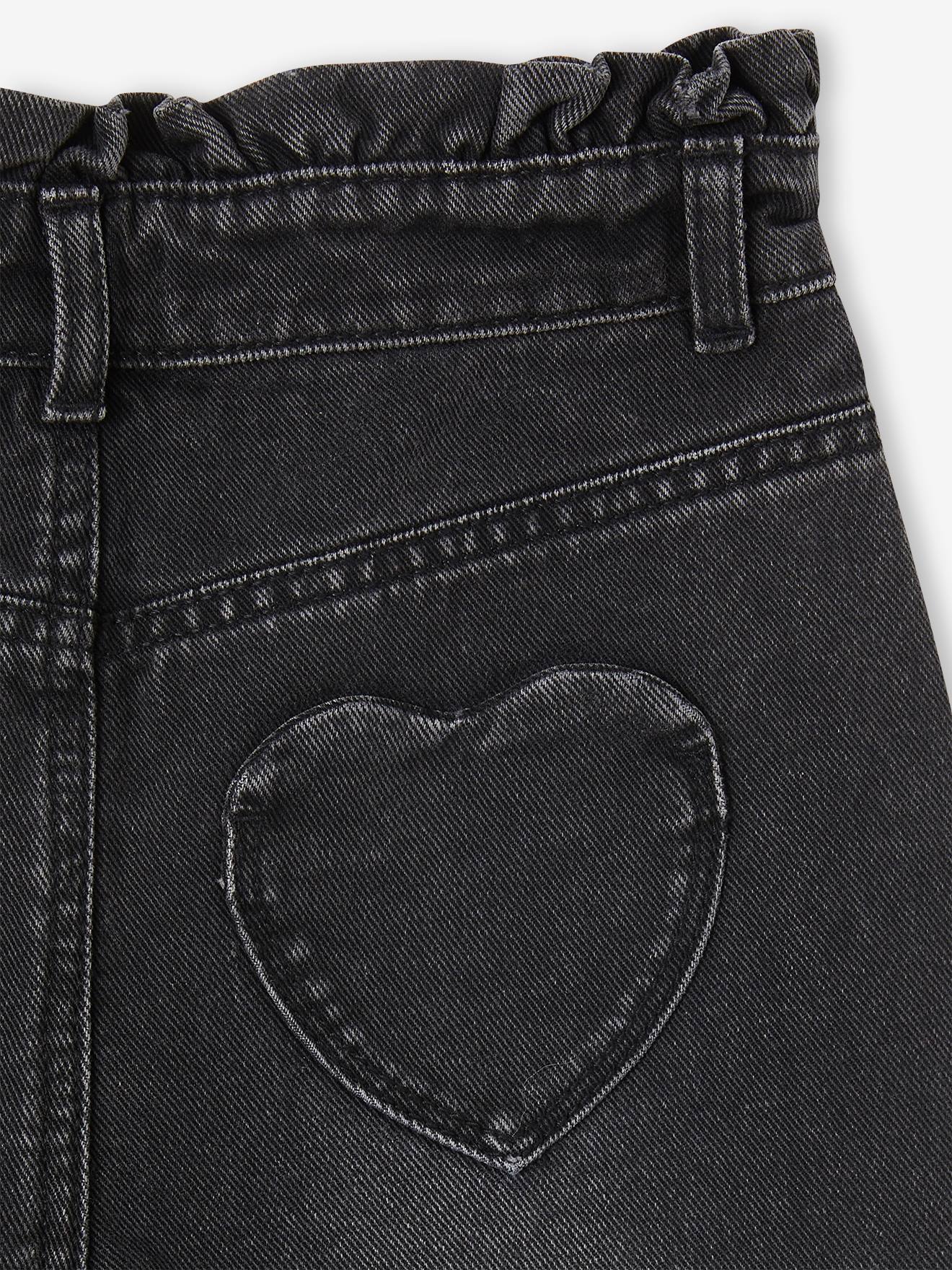 Jean Mom fit poches coeur au dos Fille stone