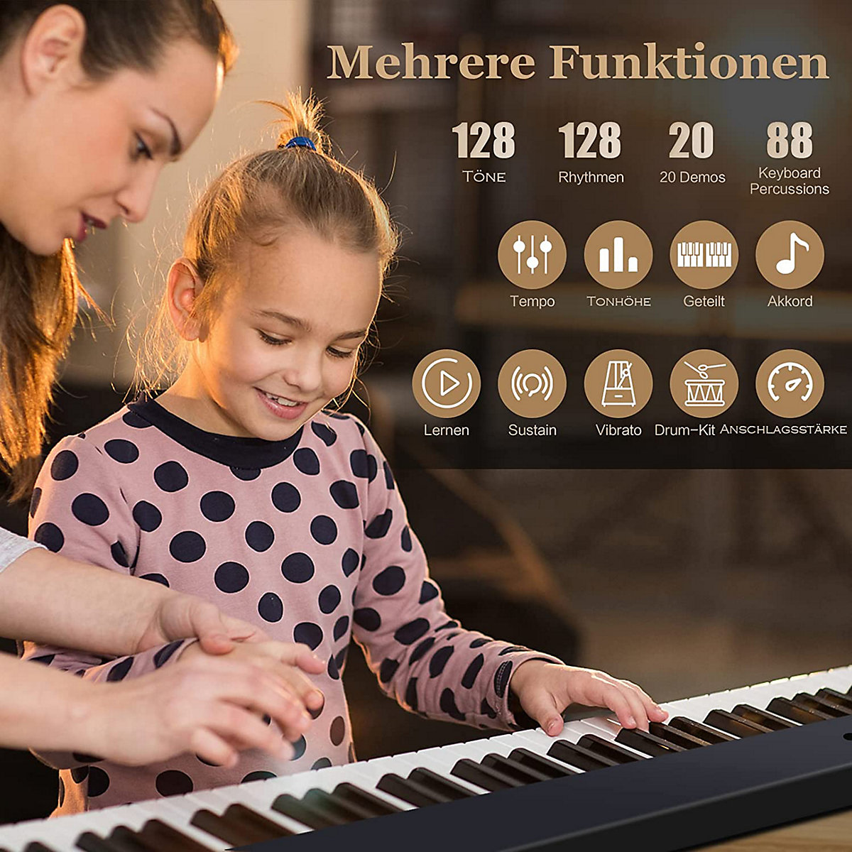 Keyboard 88 Tastatur klappbar mit 2 Stereolautsprechern