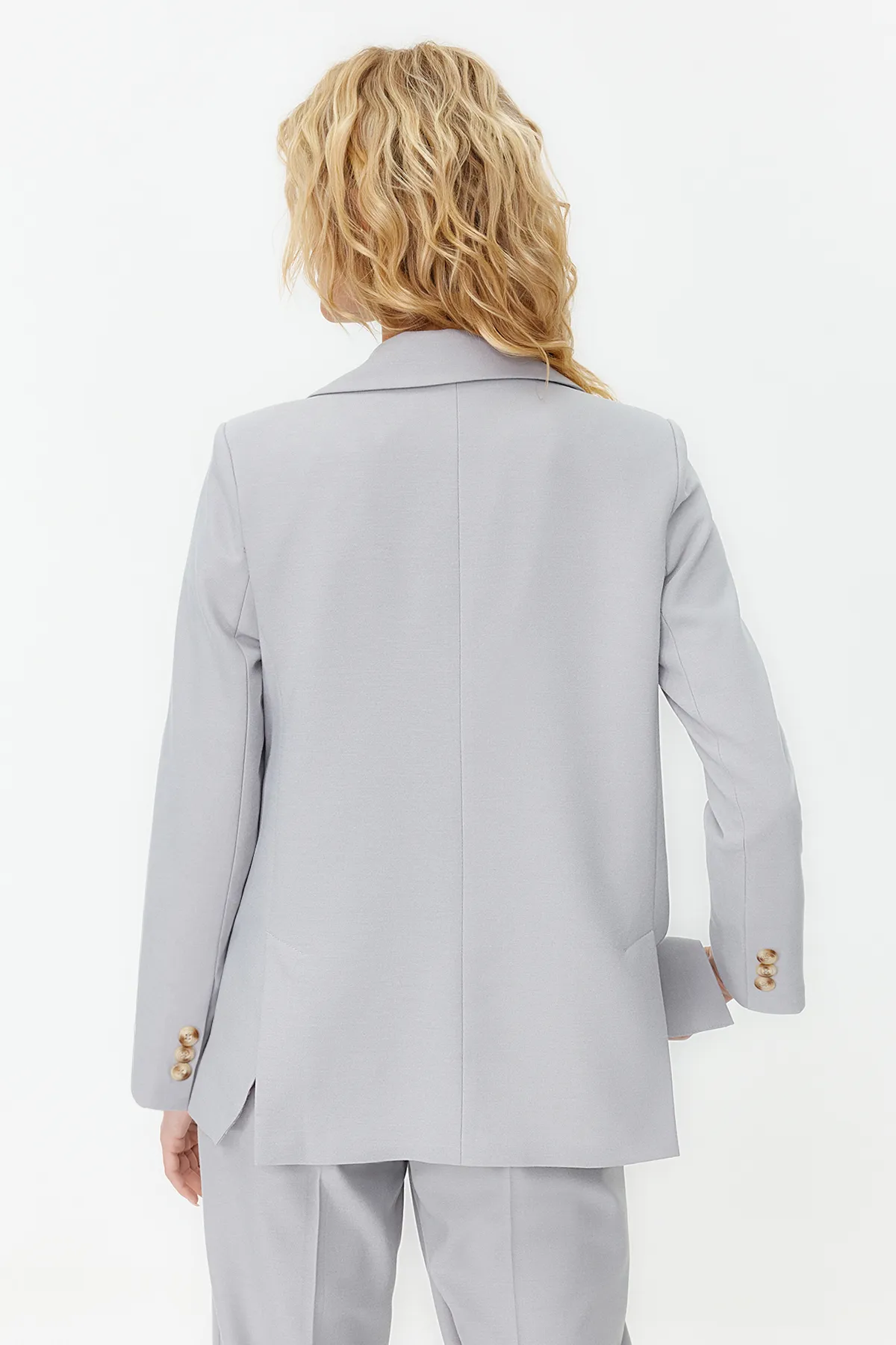 Trendyol Collection  Graue, regelmäßig gefütterte, gewebte Blazerjacke TWOAW23BC00132
