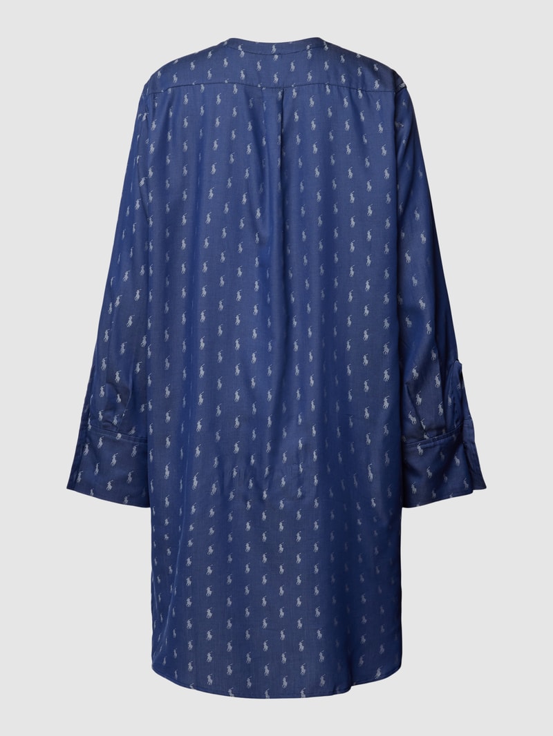 Nachthemd mit kurzer Knopfleiste Modell 'Jaquard Polo Player' in marineblau