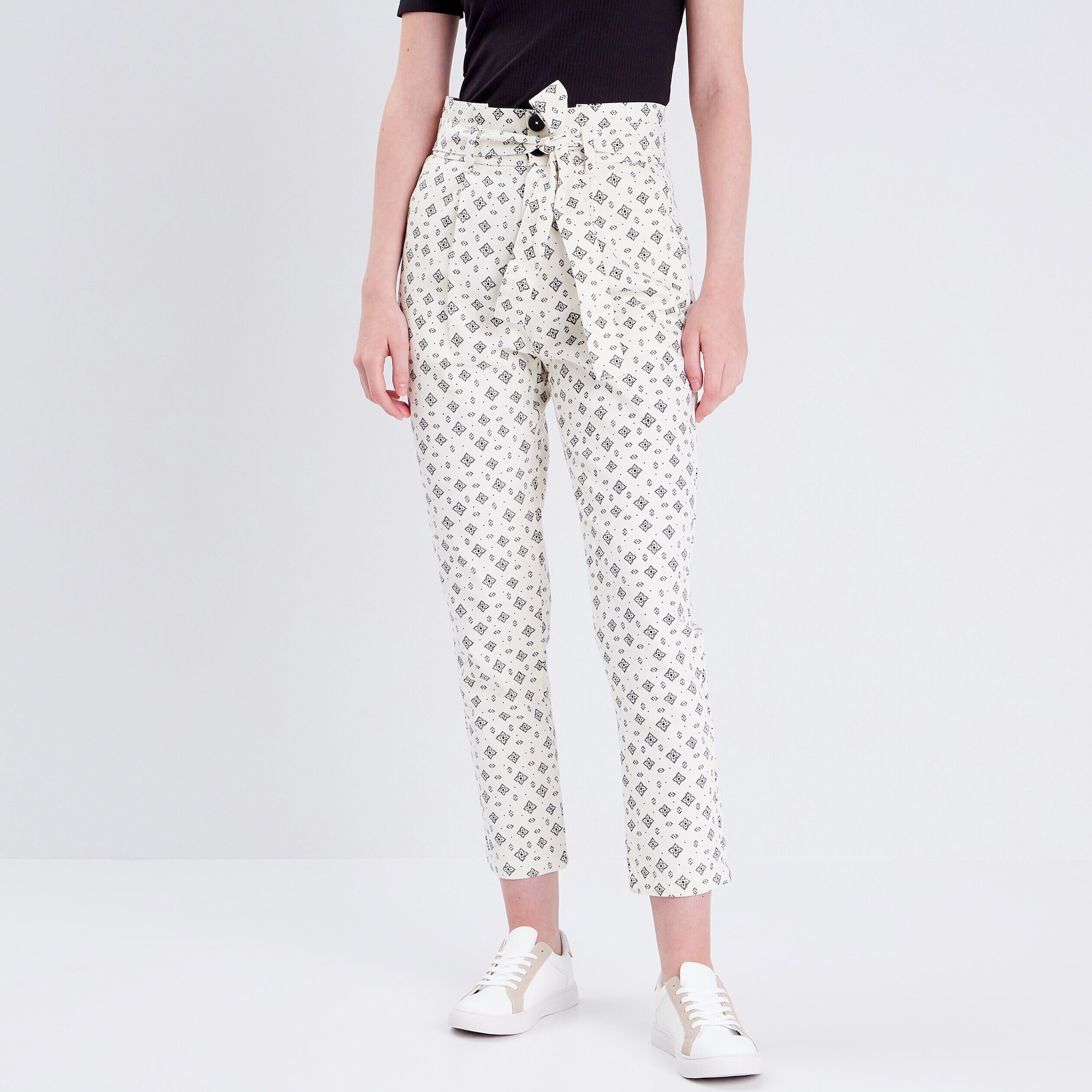 Pantalon paperbag blanc femme | Cache Cache