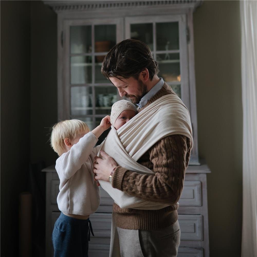Mushie Tragetuch Baby Carrier Wrap, Beige, Melange, Baumwolle, atmungsaktiv