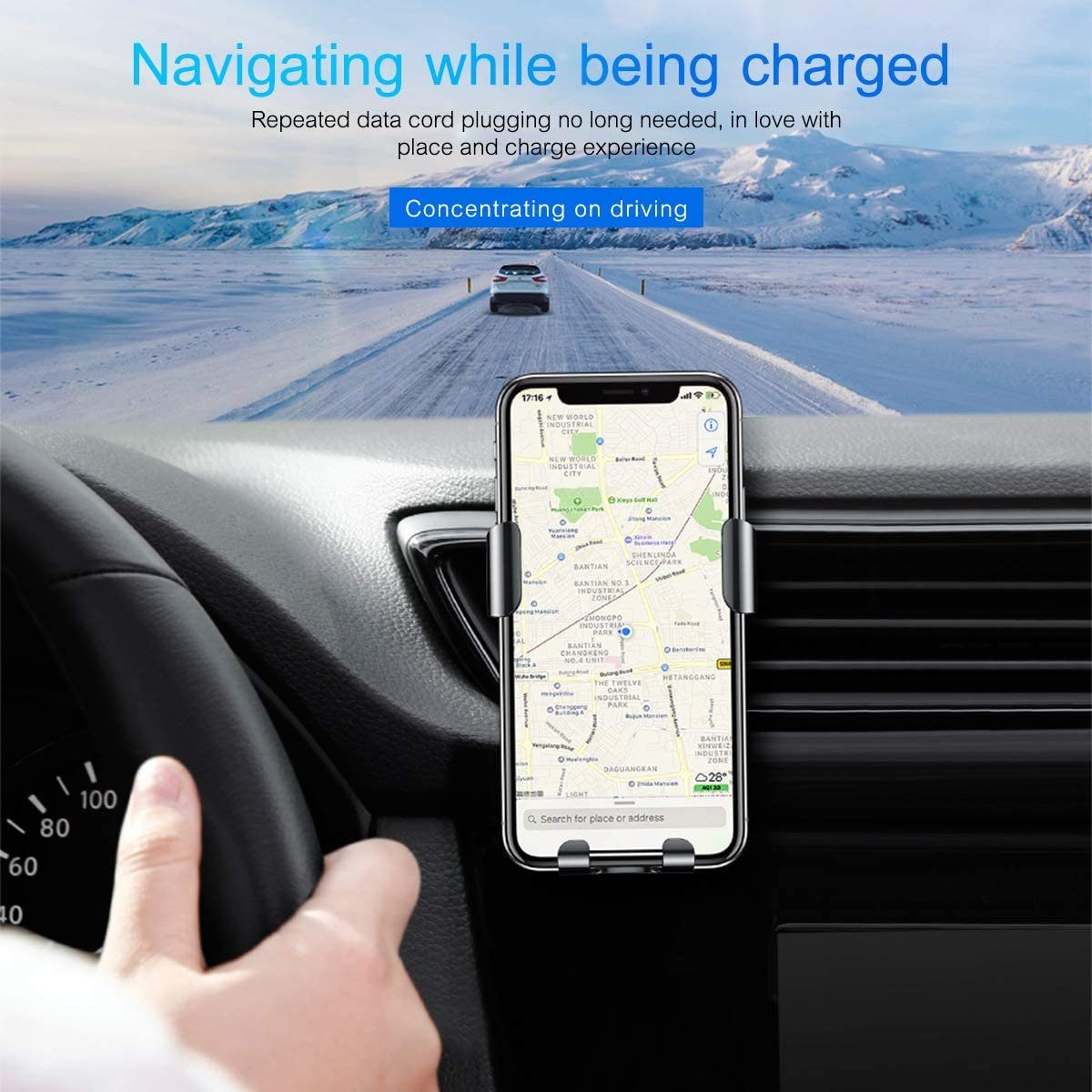 DOTMALL Baseus Wireless Charger Gravity Autohalterung Handyhalter Schwarz Handy-Halterung