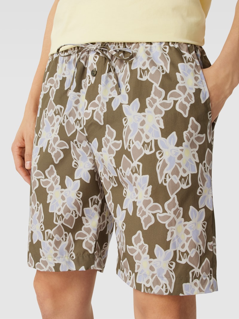 Pyjama-Shorts mit Allover-Muster Modell 'Night & Day' in khaki