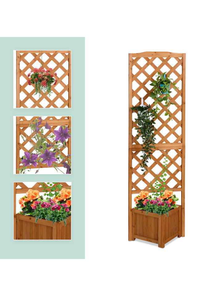 relaxdays Pflanzkasten-Rankgitter in Hellbraun - (B)55 x (H)180 x (T)51 cm günstig kaufen onesize