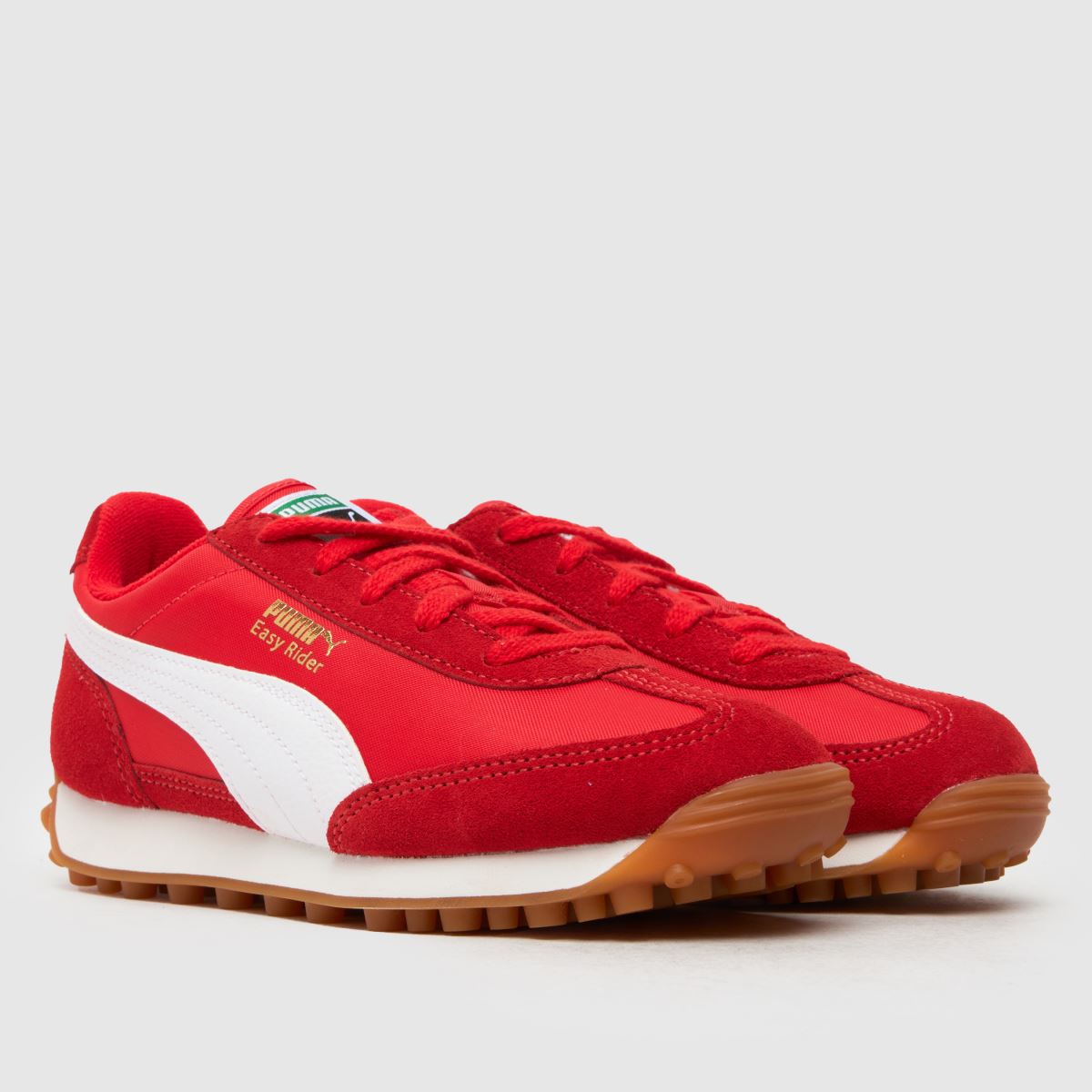 PUMA röda easy rider vintage pojkar junior träningsskor