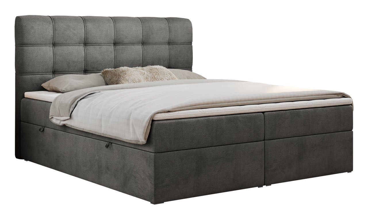 MKS MÖBEL Boxspringbett FAST, 160x200 cm, zwei Bettkasten, Velvet Stoff, Matratze und Topper