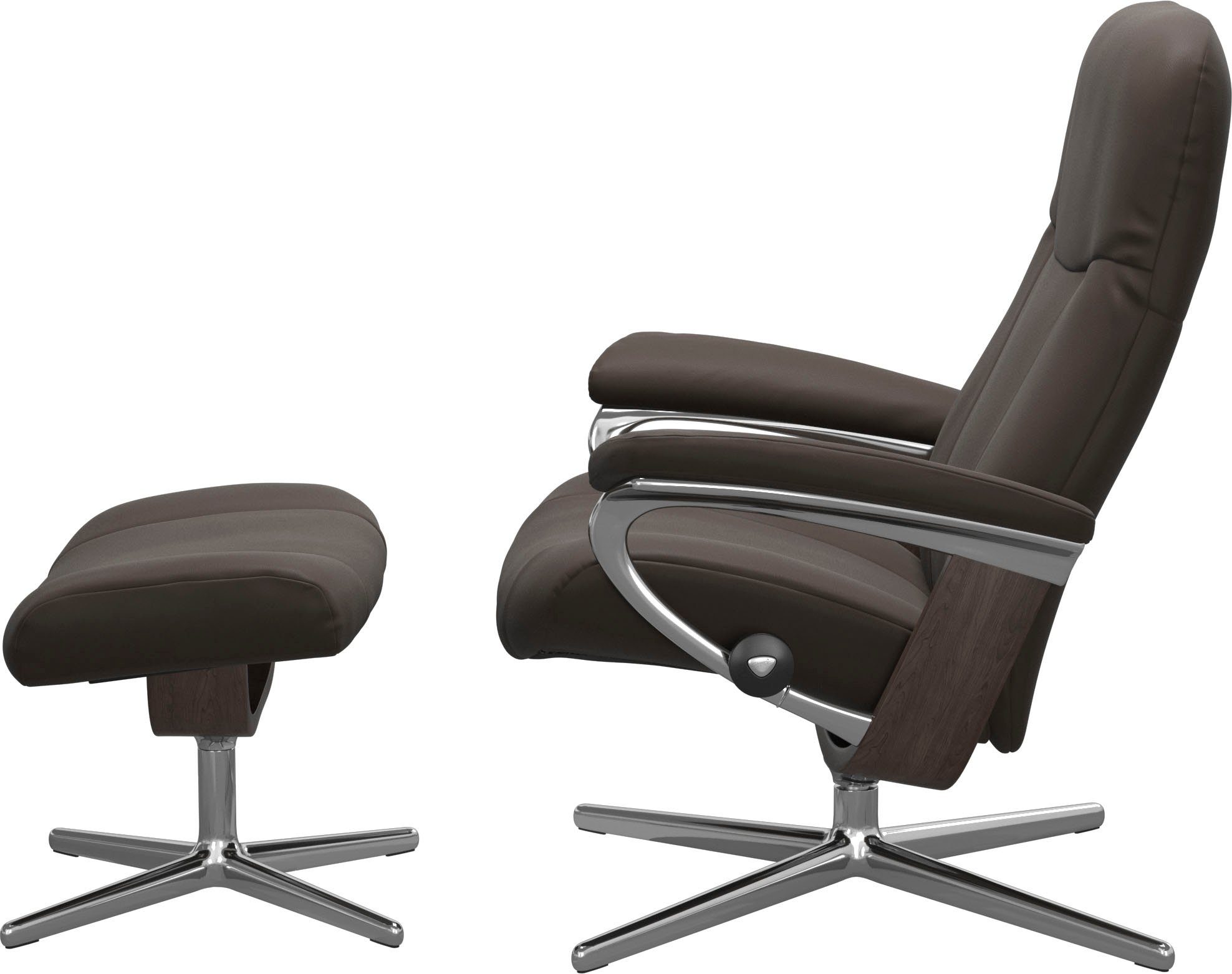 Stressless® Relaxsessel Garda (Set, Relaxsessel mit Hocker), mit Hocker, mit Cross Base, Größe M & L, Holzakzent Braun
