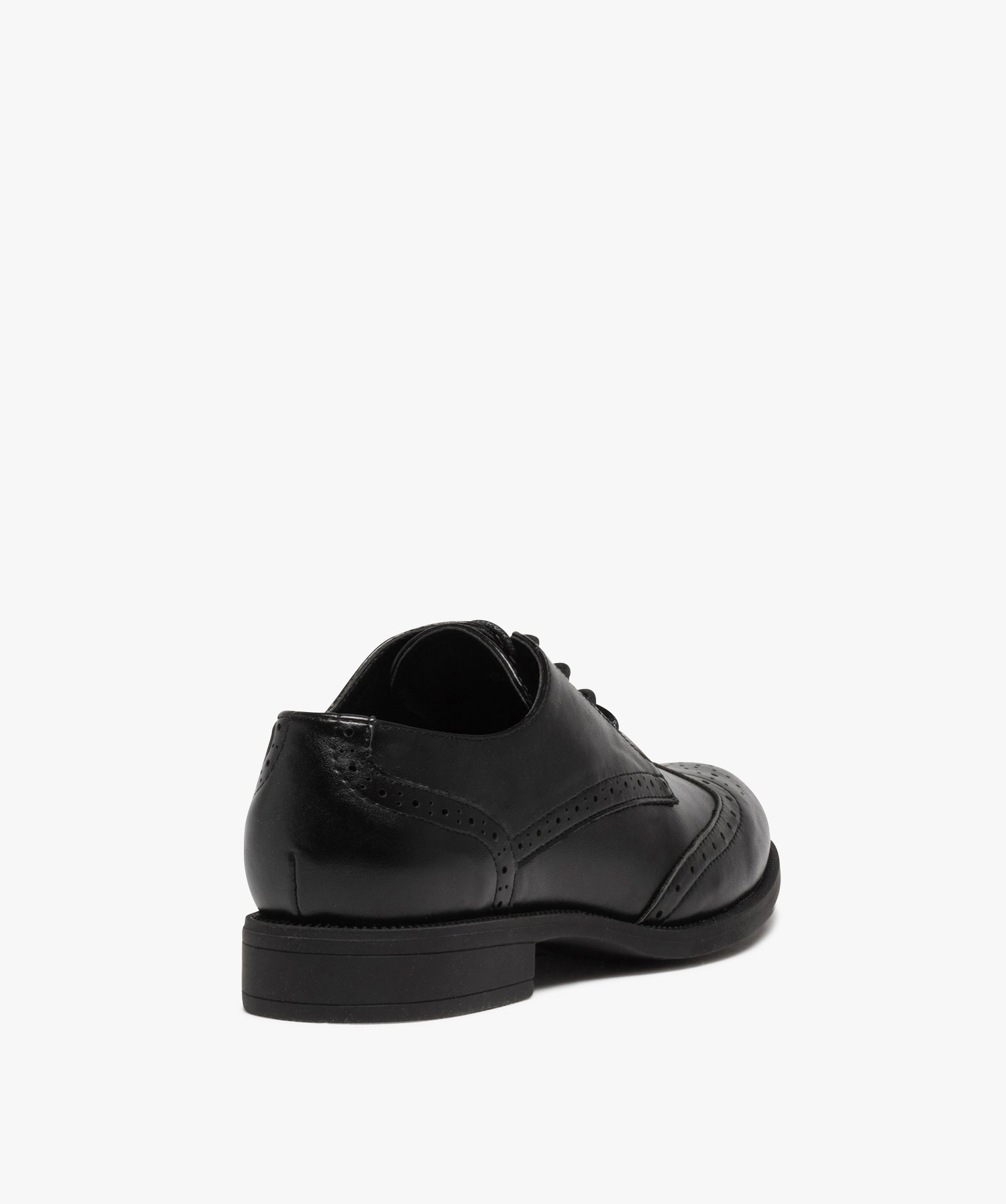 Derbies femme unis à talon plat et bout golf fleuri noir | GEMO