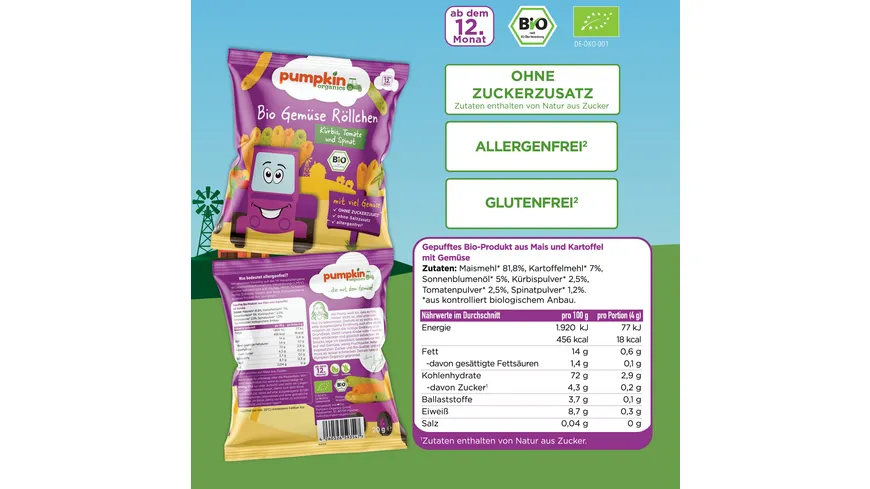 pumpkin organics Bio Gemüse Röllchen 20 g