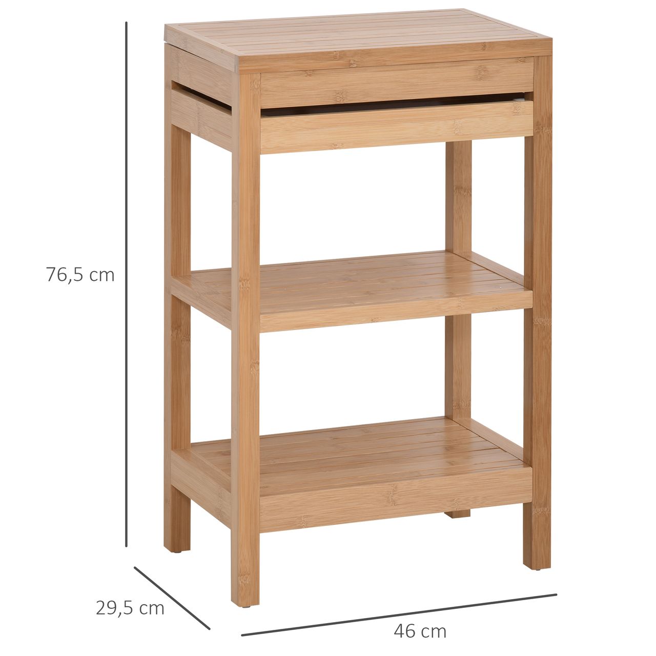 HOMCOM Badregal Badzimmerregal mit 2 Ablagen Klappdeckel Standregal Bambus Natur