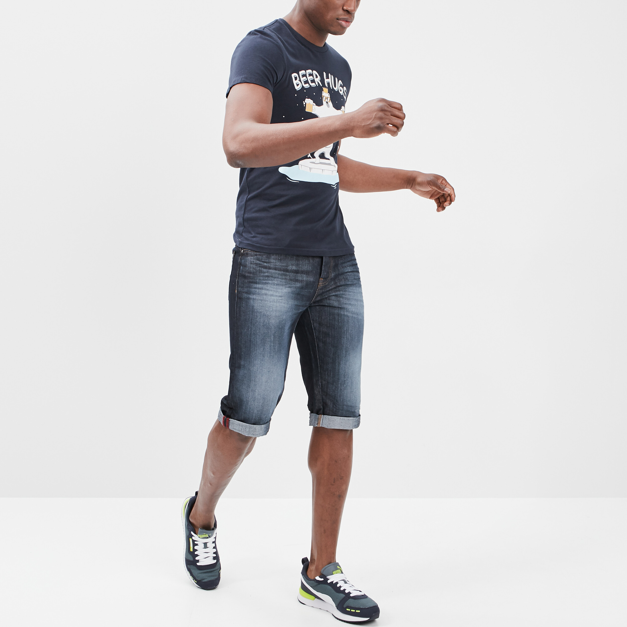 T-shirt manches courtes bleu marine homme | La Halle