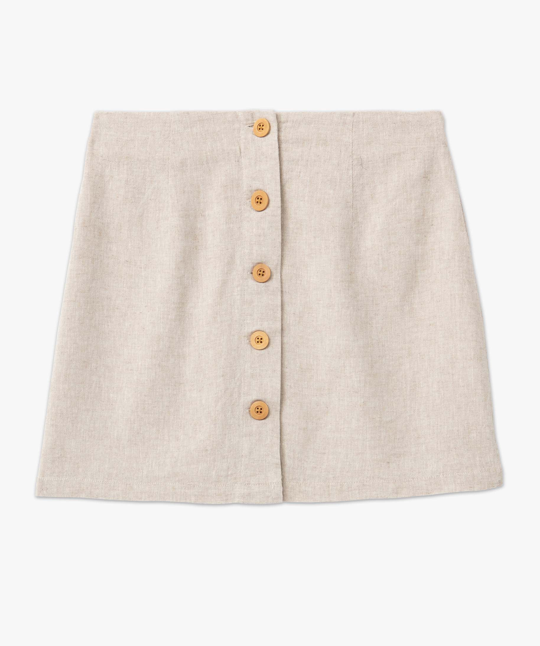 Jupe femme en lin avec boutons sur l’avant beige | GEMO