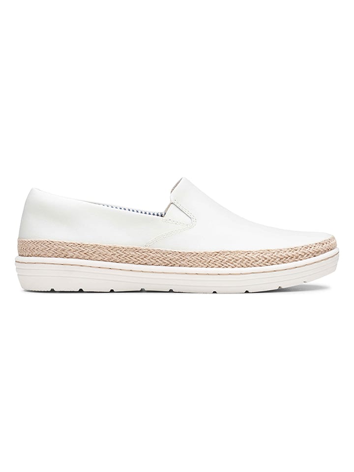 Clarks Leder-Slipper in Weiß günstig kaufen
