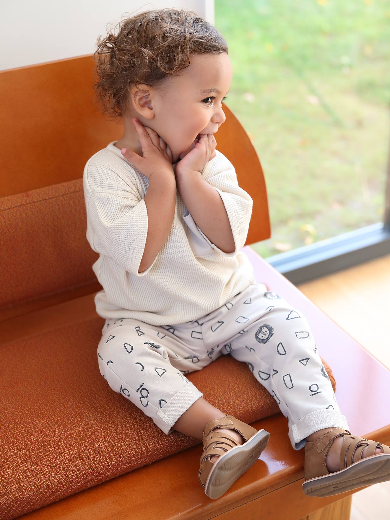 Vertbaudet Baby-Set: T-Shirt & Joggpants Oeko-Tex - wollweiß