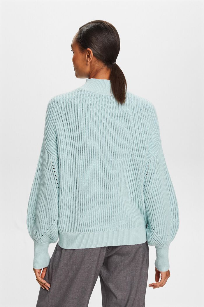 Rippstrickpullover mit Stehkragen