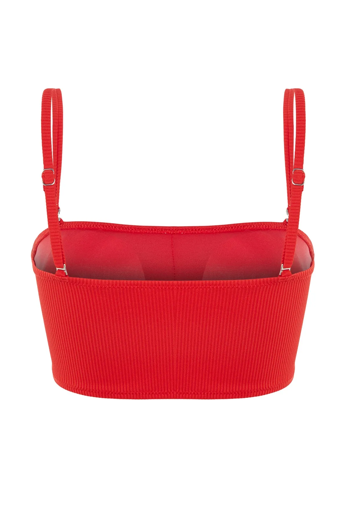 Trendyol Collection  Rotes trägerloses strukturiertes Bikinioberteil TBESS21BU0061