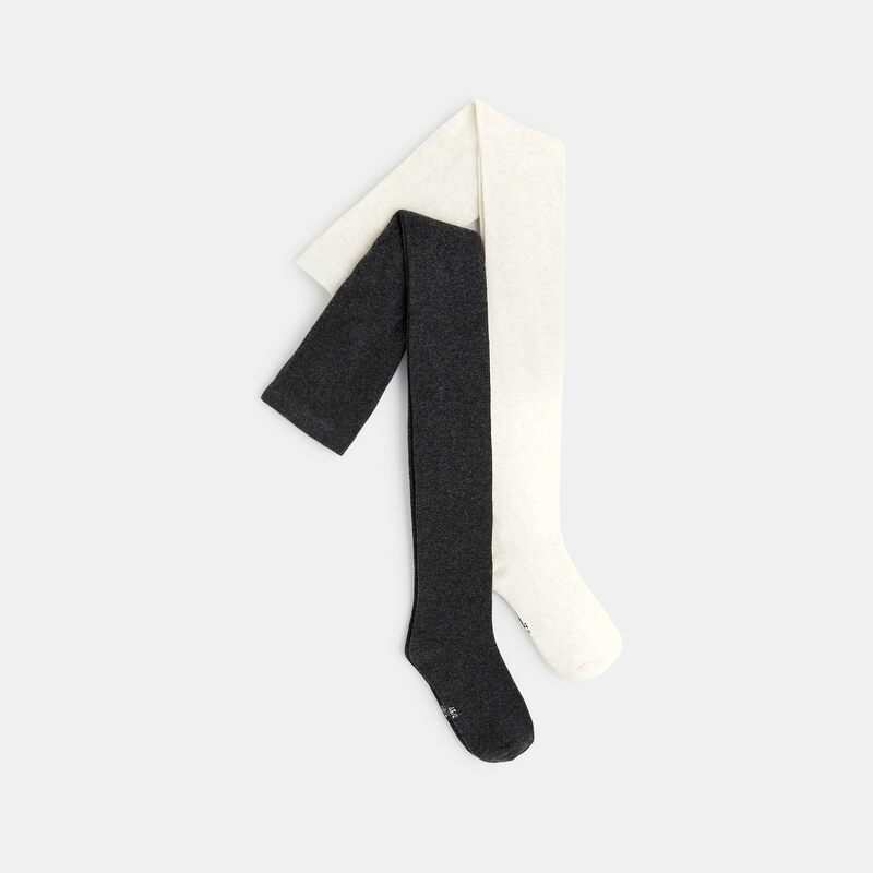 Collants chauds et chinés (lot de 2) beige fille