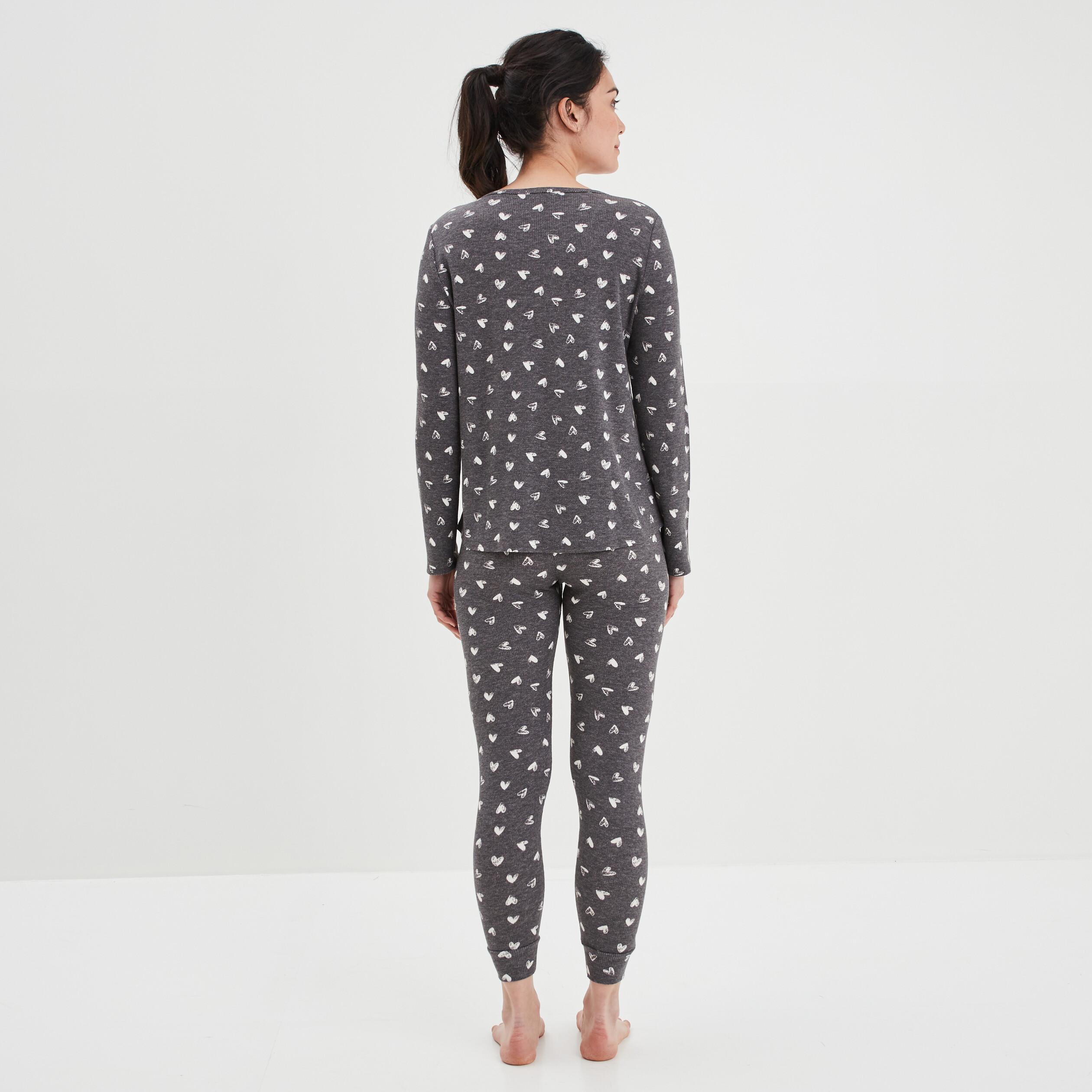 Ensemble pyjama pantalon 2 pièces gris femme | La Halle