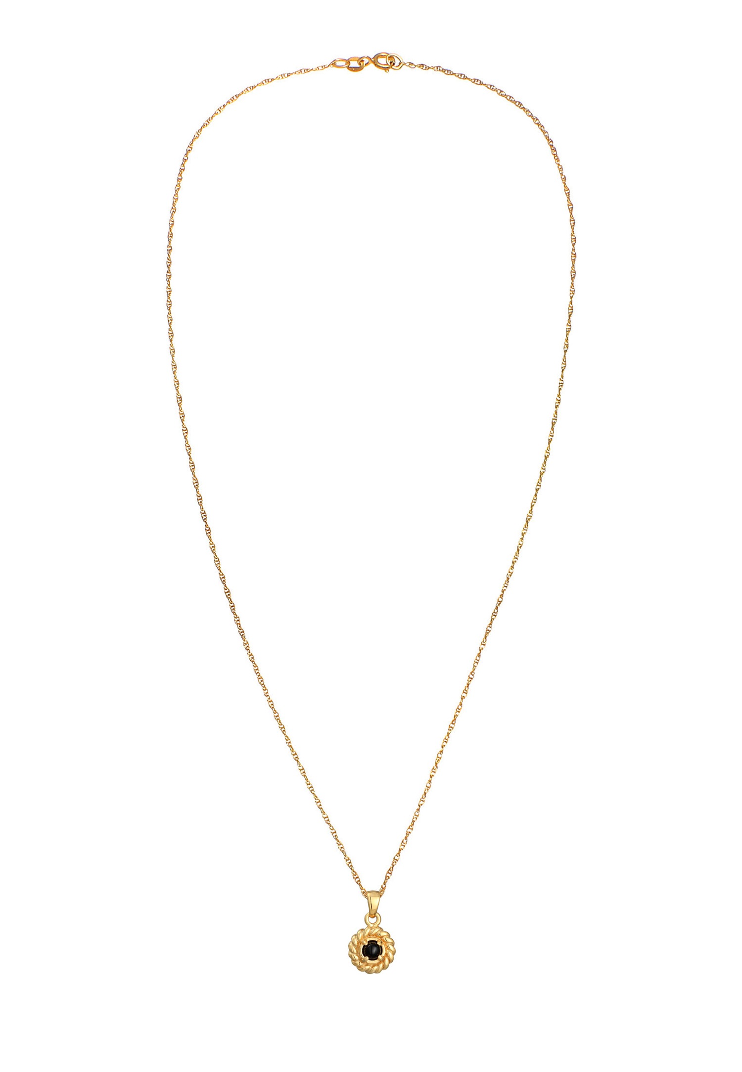 Elli Women's Antique Vintage Pendant with Onyx in 925 Sterling Silver Gold Plated
