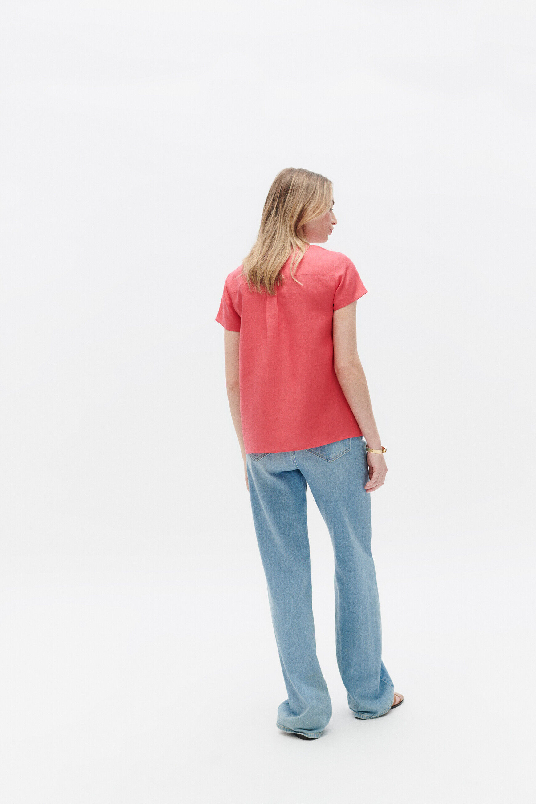 blouse kat 100% lin rose femme