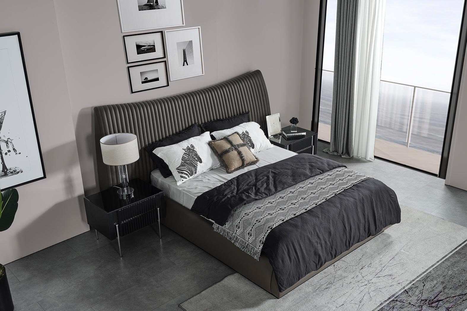 JVmoebel Schlafzimmer-Set Designer Schlafzimmer Möbel Luxus Doppelbett 2x Nachttische Edle, (3-St., Bett, 2x Nachttisch), Made in Europa