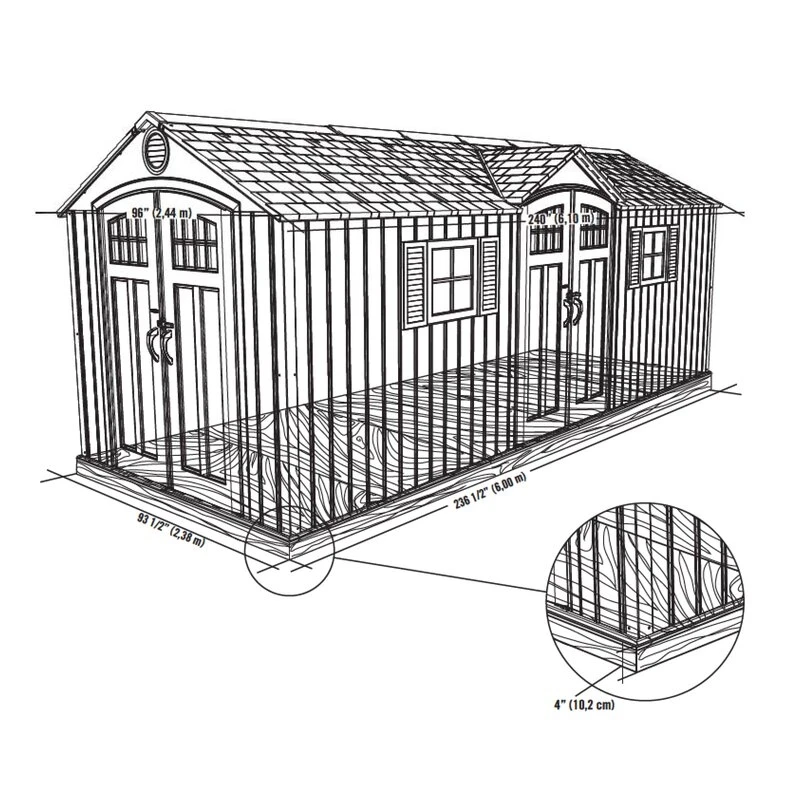 20 ft. x 8 ft. Garden Building Plastic Shed