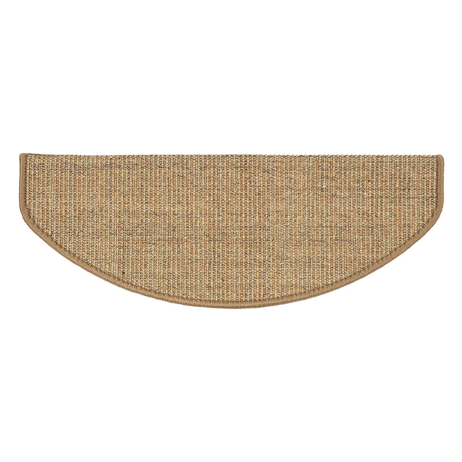 Stufenmatte Sisal Urban, Stufenschutz, viele Farben, Matte, Karat, Halbrund, mit stabilem Klebewinkel